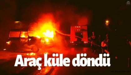 Kumluda park halindeki araç alevlere teslim oldu