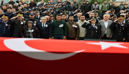 Uzman çavuşun çarpıp şehit ettiği polis memuru son yolculuğuna uğurlandı