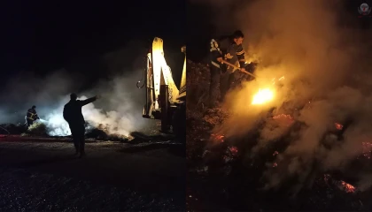 Yayladağında zeytin posası alevlere teslim oldu