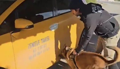 Durdurulan ticari taksiden 5 kilogram 50 gram skunk ele geçirildi