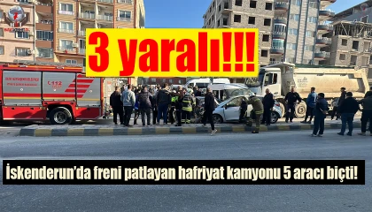 Hatayda freni patlayan hafriyat kamyonu 5 aracı biçti: 3 yaralı
