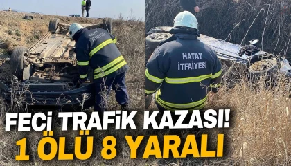 Hatayda trafik kazası:1 ölü, 8 yaralı
