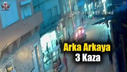 Sık sık kazaların yaşandığı dar sokakta, arka arkaya 3 kaza meydana geldi