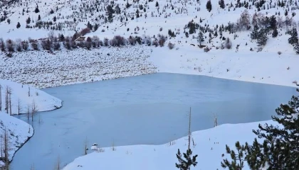 Akdenizin Sibiryası Göksunda değirmendere göleti dondu