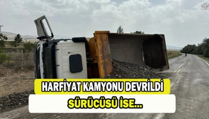 Antakyada devrilen hafriyat kamyonunun sürücüsü yaralandı