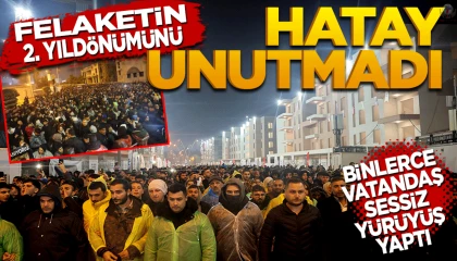 Asrın felaketinin 2nci yıl dönümünde Hatayda binlerce vatandaş sessiz yürüyüş gerçekleştirdi