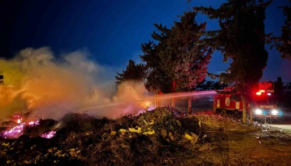 Gazipaşada atıkların biriktiği sahilde çöplük yangını