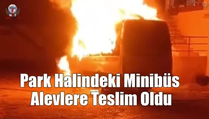 Hatayda park halindeki minibüs alevlere teslim oldu