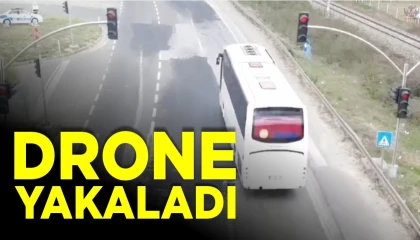 Kırmızı ışıkta durmayan araç sürücüleri drone ile tespit edildi