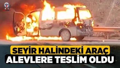 Seyir halindeki araç alevlere teslim oldu
