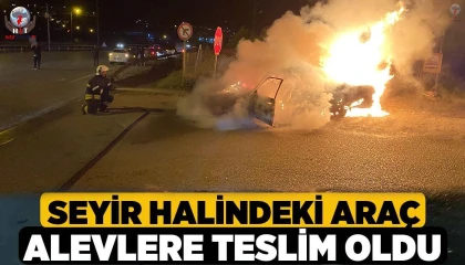 Seyir halindeyken yanmaya başlayan Tofaş otomobil alevlere teslim oldu