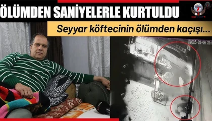 Seyyar köftecinin ölümden saniyelerle kurtulduğu anlar kamerada