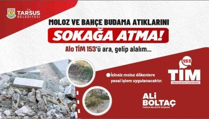 Tarsus Belediyesi, budama ve moloz atıklarını topluyor