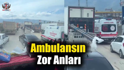 Trafikte ilerlemekte güçlük çeken ambulansın zor anları