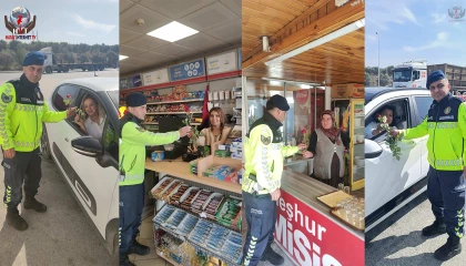 8 Mart Dünya Kadınlar Gününde kolluk görevlilerden kadınlara jest