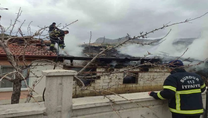 Elektrik telinden düşen kıvılcımla samanlık, odunluk ve traktör küle döndü