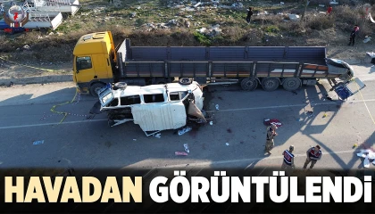 Hatayda 6 kişinin hayatını kaybettiği kaza yeri havadan görüntülendi