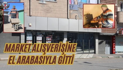 Markete el arabasıyla gitti