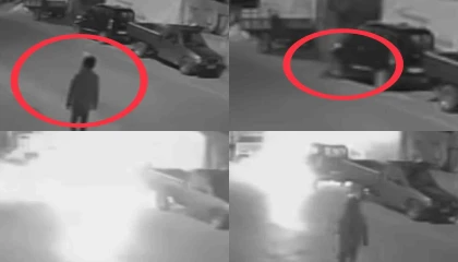 Mersinde aracın kundaklandığı anlar kamerada