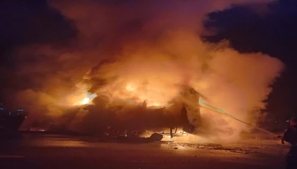 Osmaniyede tankerin çarpması sonucu çıkan yangın söndürüldü