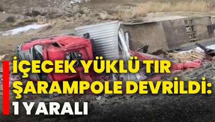 Şarampole devrilen enerji içeceği yüklü tırın sürücüsü yaralandı