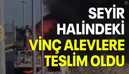 Seyir halindeki vinç alevlere teslim oldu