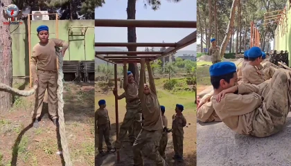 23 Nisan’a özel komanda bölüğünün misafiri olan çocuklara zorlu görev