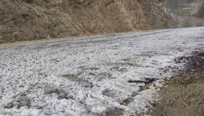 Adanada dolu yağışı tarım arazilerini beyaza bürüdü