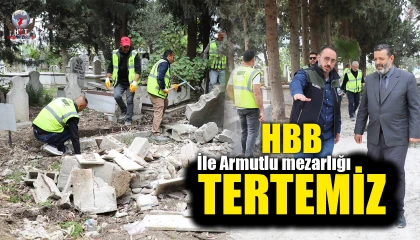 Armutlu mezarlığında bakım ve temizlik çalışması gerçekleştirildi