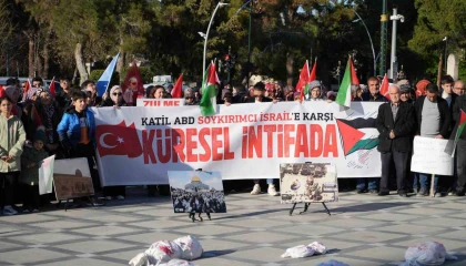 Burdurda İsrailin Gazze saldırıları protesto edildi