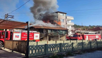 İki katlı evde çıkan yangında yaşlı kadın dumandan etkilendi