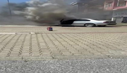 Manavgatta park halindeki araç alev alev yandı