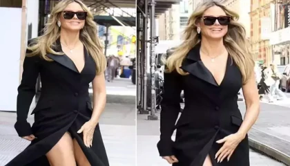 Rüzgarın azizliğine uğrayan ünlü model iç çamaşırı görününce ne yapacağını şaşırdı