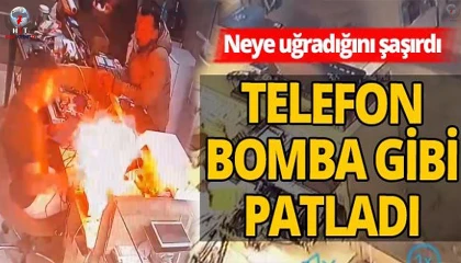 Telefon bataryası bomba gibi patladı, panik anı kamerada