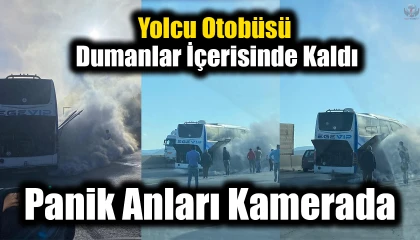 Yolcu otobüsü dumanlar içerisinde kaldı: Panik anları kamerada