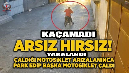 Çaldığı motosiklet arızalanınca park edip, başka motosiklet çalan hırsız polisten kaçamadı