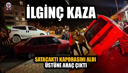 İlginç kaza: Satmak için kaporasını aldığı otomobilinin üzerine hafif ticari araç çıktı