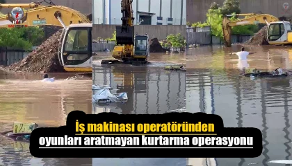 İş makinası operatöründen oyunları aratmayan kurtarma operasyonu