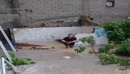 Sel sularına kapılan tavuklarını kurtarmak için kümesine koştu