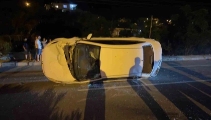 Takla atan araçtan burnu bile kanamadan çıktı