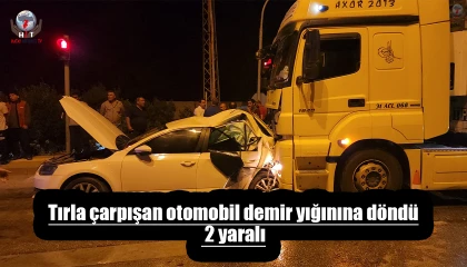 Tırla çarpışan otomobil demir yığınına döndü: 2 yaralı
