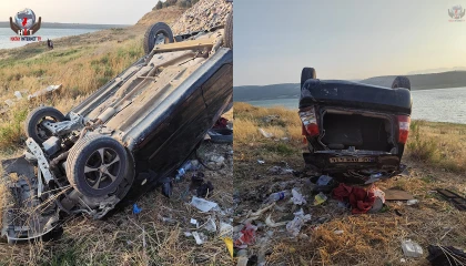 Baraj kenarına uçan otomobildeki 3 kişi yaralandı