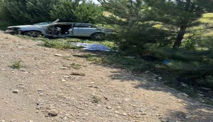 Beton bloğa çarpan otomobil sürücüsü olay yerinde hayatını kaybetti, 1 kişi yaralandı