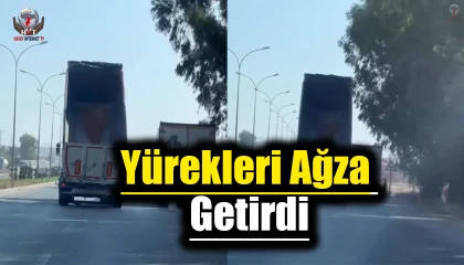 Damperi açık unutan kamyon şoförü yürekleri ağza getirdi