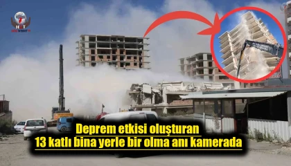 Deprem etkisi oluşturan 13 katlı bina yerle bir olma anı kamerada