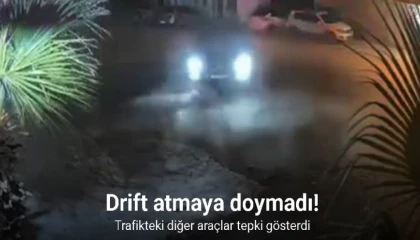 Drift atmaya doymayan sürücü kamerada