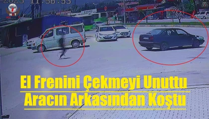 El frenini çekmeyi unuttuğu aracı otobüsle çarpıştı, o anlar kamerada