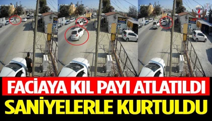 Emniyet şeridi ihlaliyle gelen kazayı yaya kıl payı atlattı
