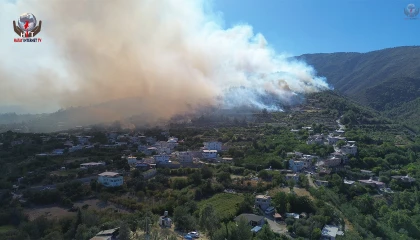 Hatay'daki orman yangınına havadan ve karadan müdahale dron ile görüntülendi