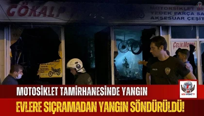 İskenderunda motosiklet tamir atölyesinde yangın çıktı